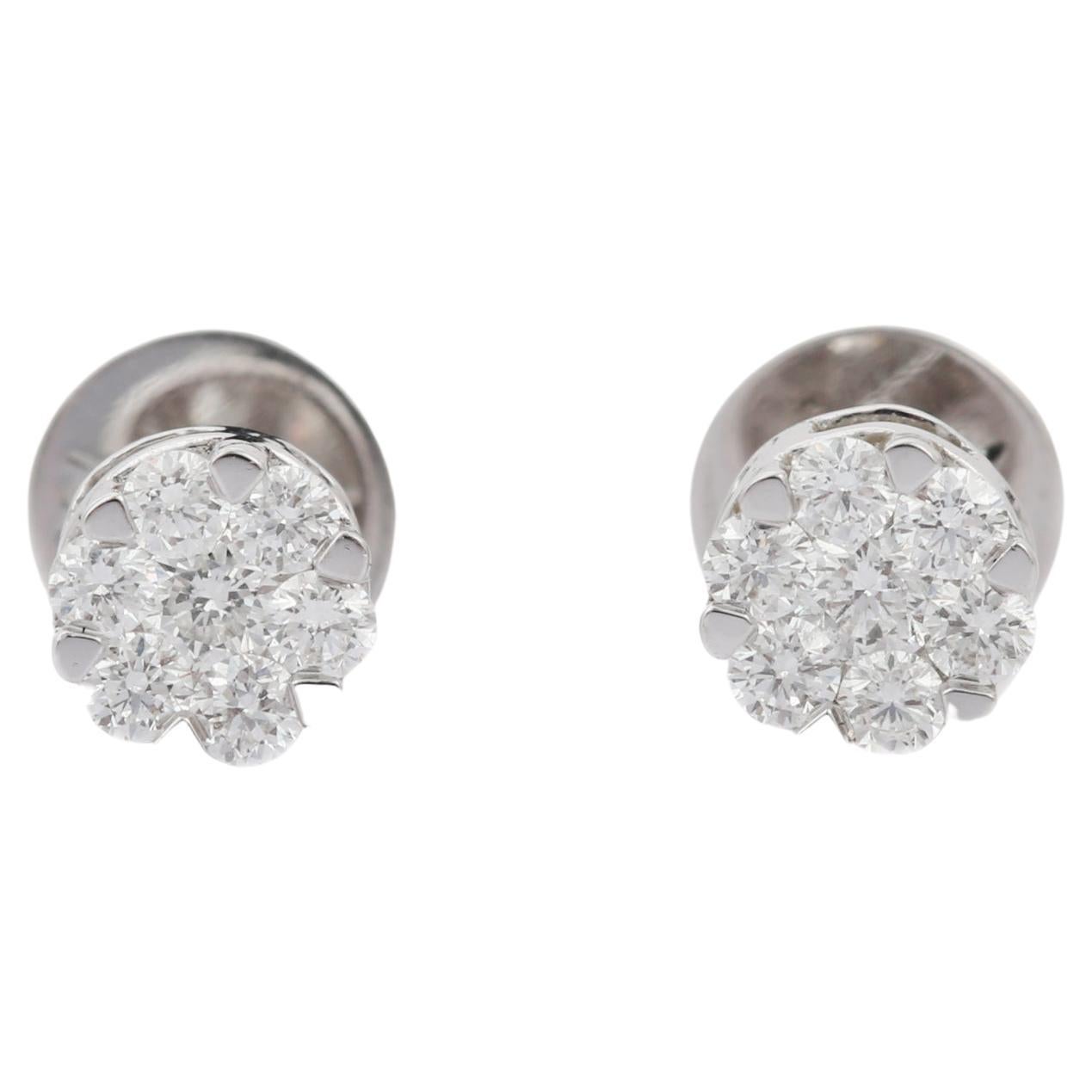 5.70 Conch Pearl Floral Studs 3.17 Carats White Diamond 18K White Gold ...