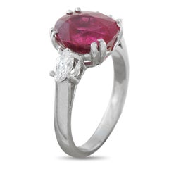 18K White Gold 0.50ct Diamond and Rubellite Ring MF19-013026