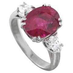18K White Gold 0.50ct Diamond and Rubellite Ring MF19-013026