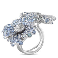 Anello con dichiarazione duo di diamanti e zaffiri in oro bianco 18 carati da 0,50 carati MF37-122325