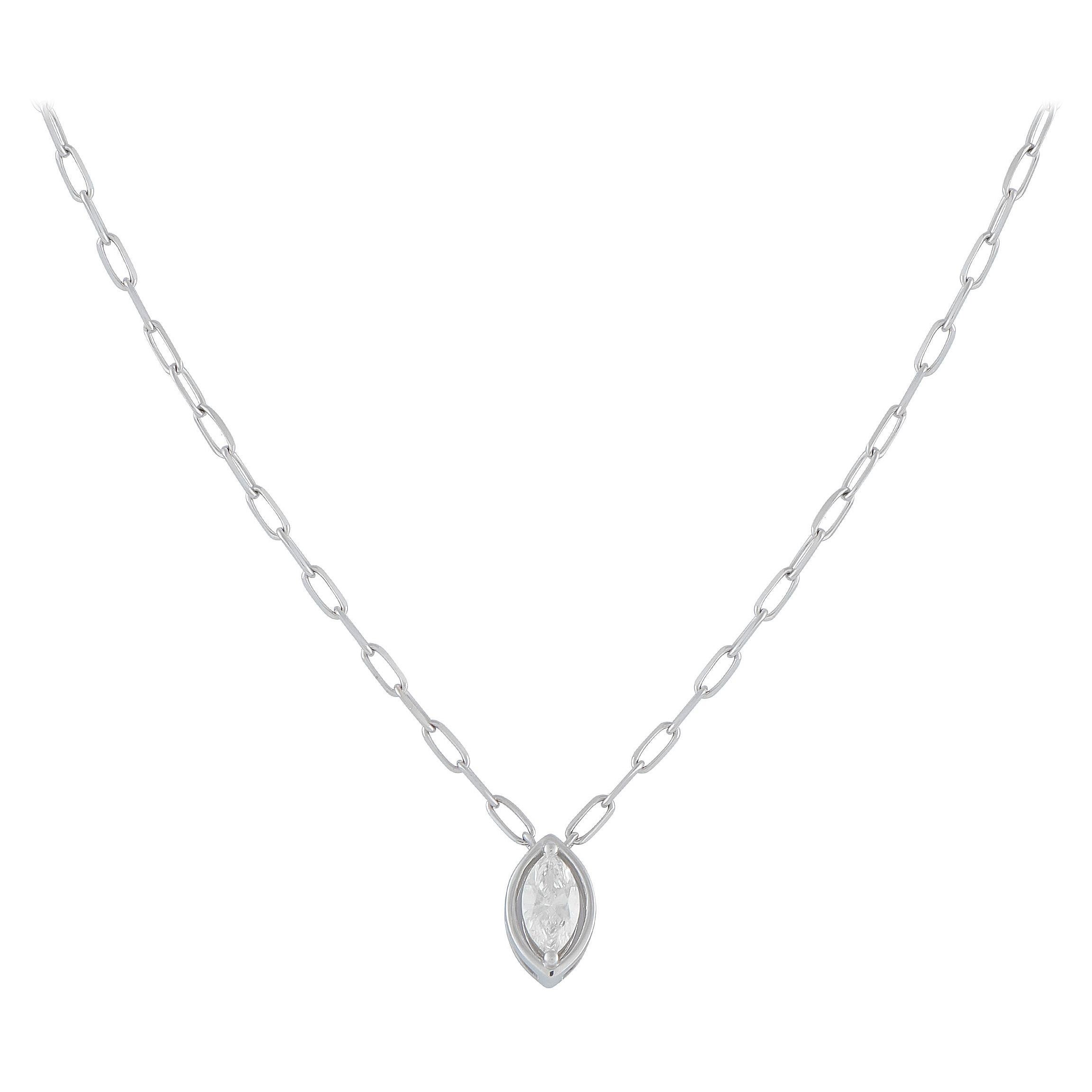 Collier en or blanc 18K avec pendentif en diamant de 0,50 ct ANK-20512