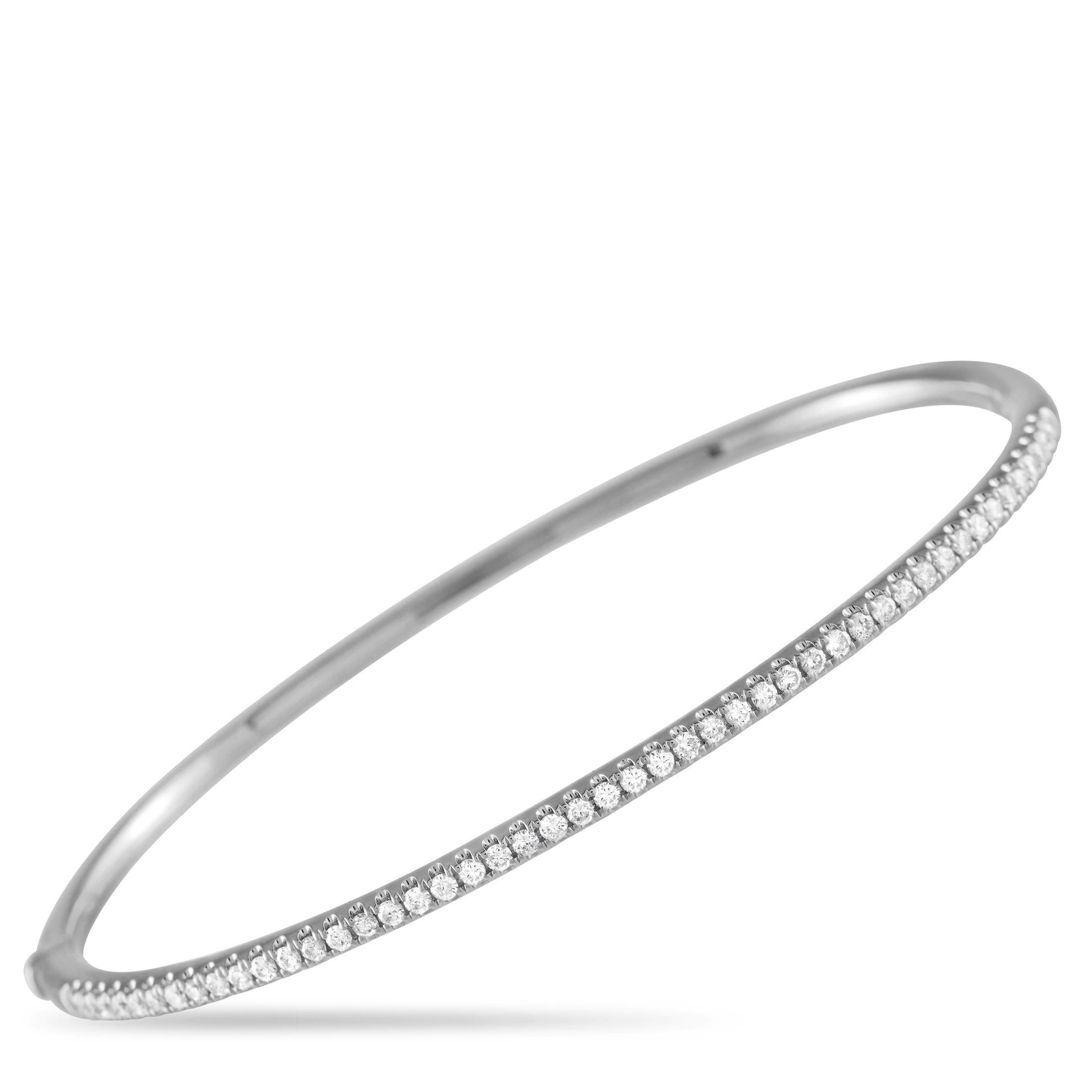 18K White Gold 0.50ct Half-Eternity Bangle Bracelet ALB-15074 In New Condition For Sale In Southampton, PA