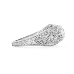 18 Karat White Gold 0.50 Carat Old Mine Cut Diamond Engagement Ring