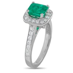 18K White Gold 0.51ct Diamond and Emerald Ring MF29-050726