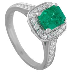 18K White Gold 0.51ct Diamond and Emerald Ring MF29-050726
