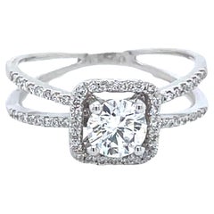 18k White Gold 0.52 cts Round Brilliant Halo Diamond Engagement Ring