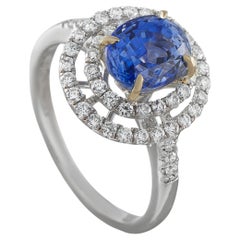 18K White Gold 0.52ct Diamond and Sapphire Ring MF31-050726