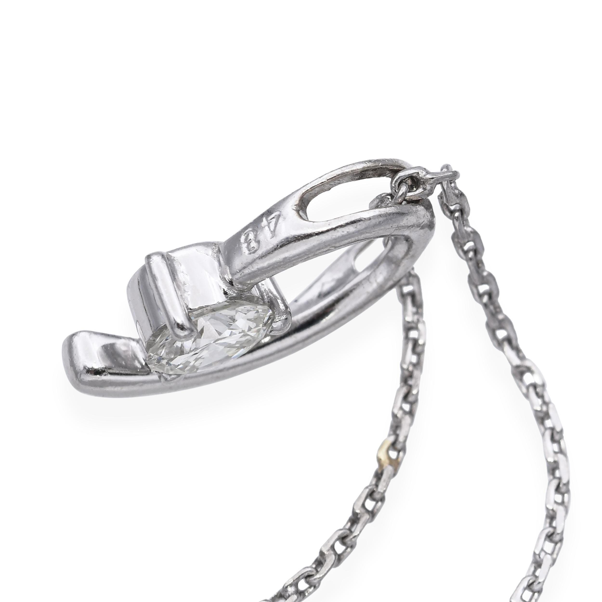 da uomo o donna Ciondolo con diamante da 0,52 carati in oro bianco 18 carati e collana con catena in platino in vendita