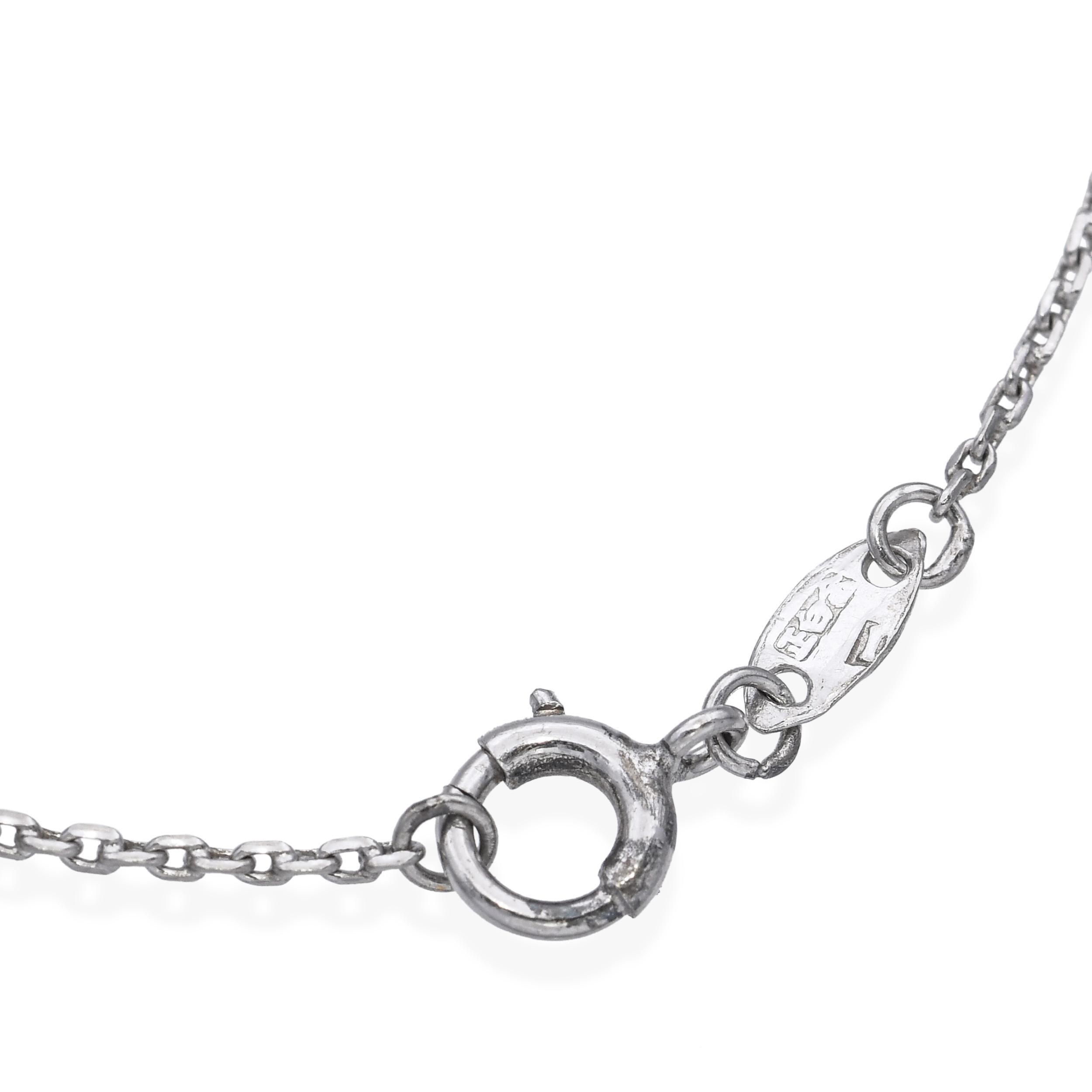 Ciondolo con diamante da 0,52 carati in oro bianco 18 carati e collana con catena in platino in vendita 1
