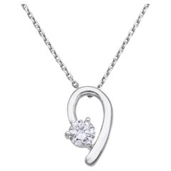 Ciondolo con diamante da 0,52 carati in oro bianco 18 carati e collana con catena in platino