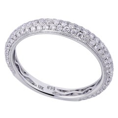 18 Karat White Gold 0.53 Carat Diamond Pave Ladies Ring