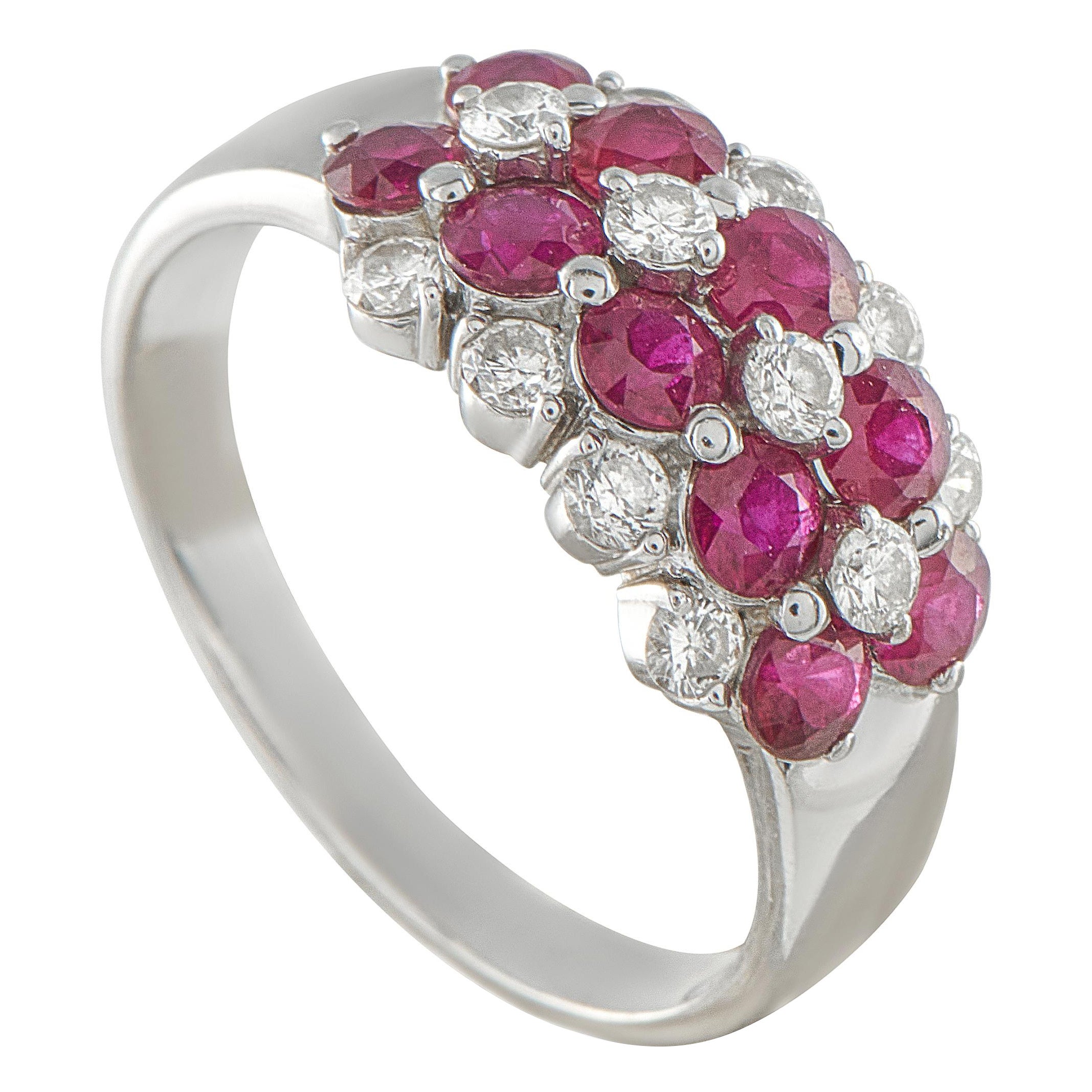 18K White Gold 0.56ct Diamond and Ruby Ring MF09-110425