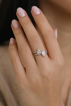 18K White Gold 0.56Ct SI/H Diamond Cluster Bypass Ring