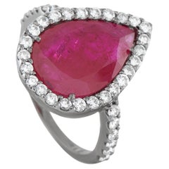 18K White Gold 0.57ct Diamond and Ruby Ring MF23-050726