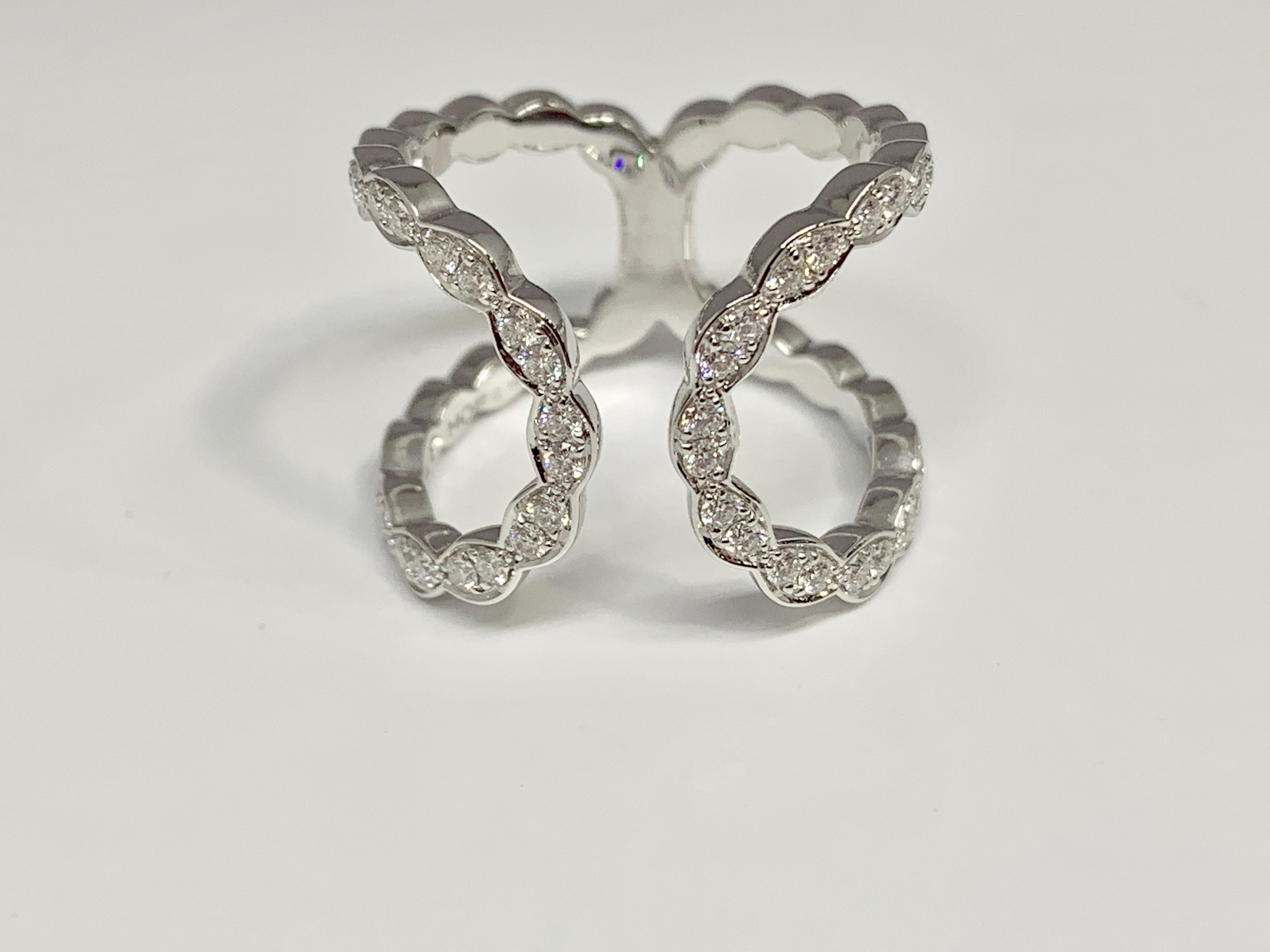 Romantic 18 Karat White Gold 0.58 Carat Hearts on Fire Lorelei Floral Diamond Ring For Sale