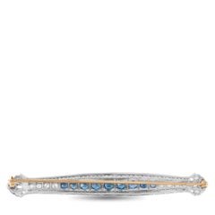 18-karätiges Weißgold, 0,60 ct Diamant und Saphir, Art-Déco-Brosche in Stabform, MF30-070126
