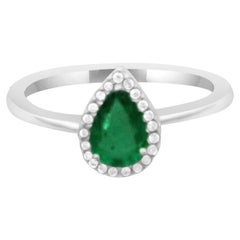 18K White Gold 0.62cts Emerald and Diamond Ring. Style# TS1059RA