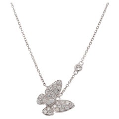 18k White Gold 0.62ctw Diamond Pave Butterfly Pendant Necklace