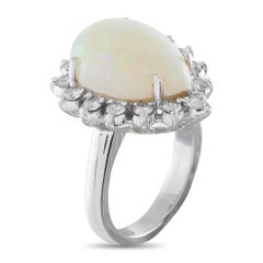 18K White Gold 0.65ct Diamond and Opal Halo Ring MF13-070726