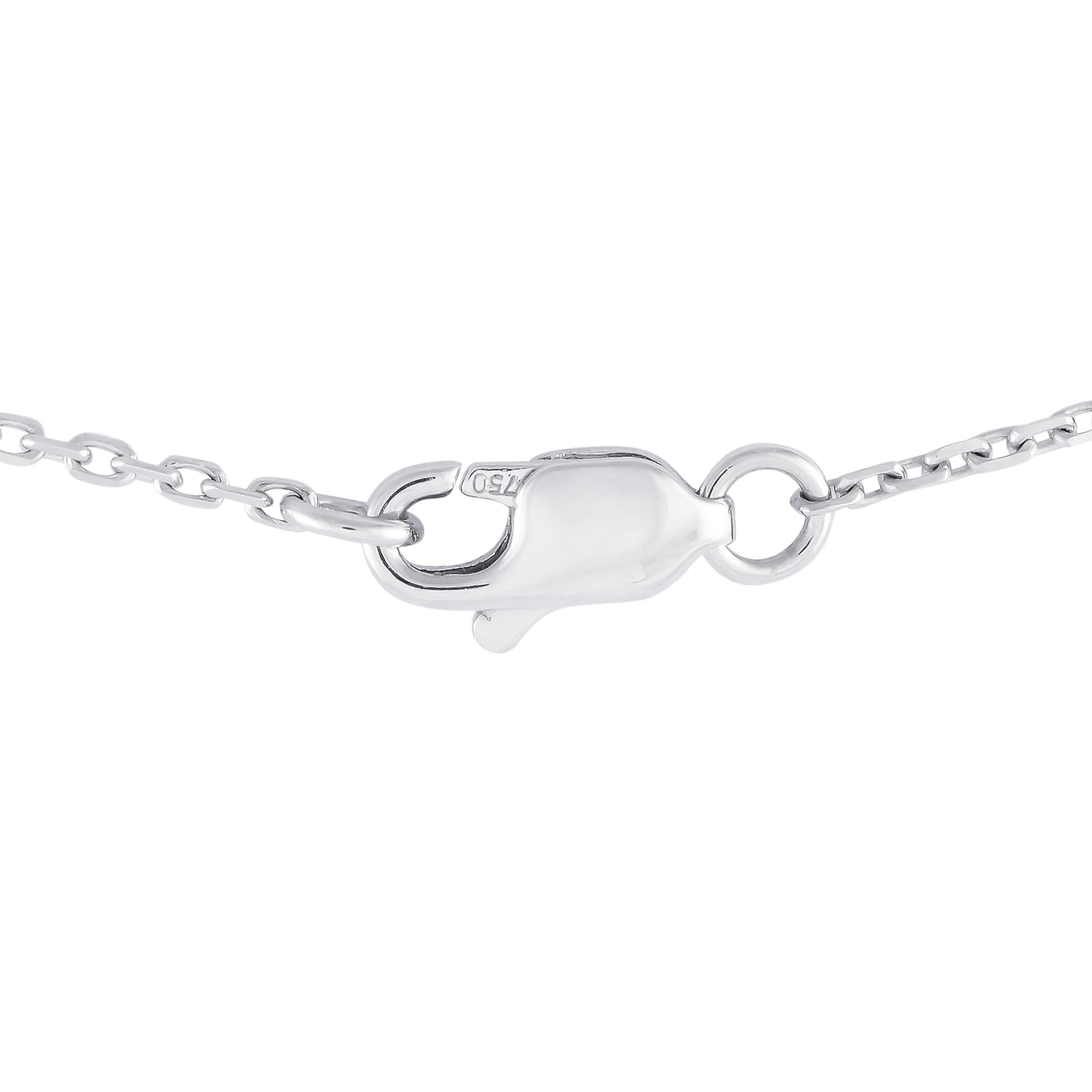Round Cut 18K White Gold 0.65ct Diamond Butterfly Necklace For Sale