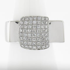 18k White Gold 0.65ctw Pave Set Round Super Fiery Diamond Squared Band Ring