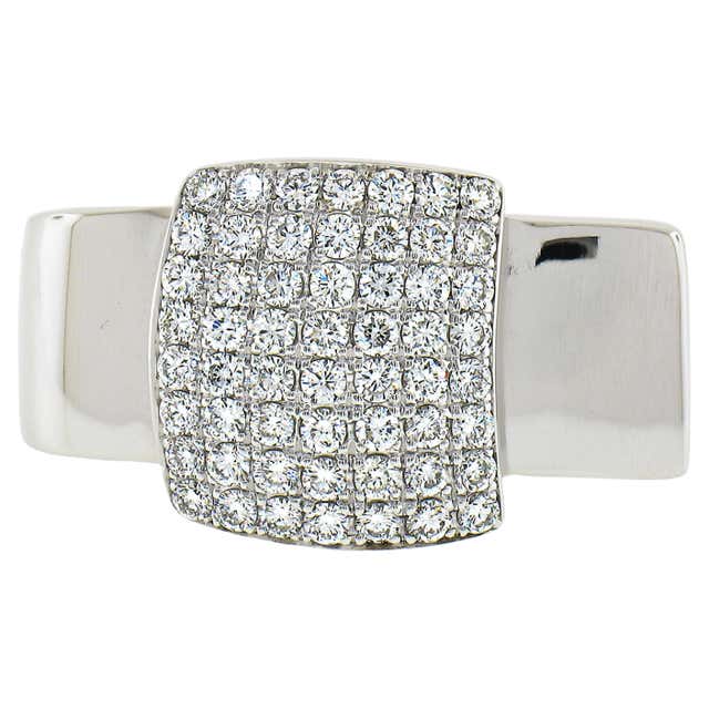 18K White Gold 4.75ctw Princess Channel Set Fiery Diamonds Wide Band ...