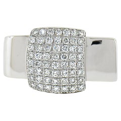 18k White Gold 0.65ctw Pave Set Round Super Fiery Diamond Squared Band Ring