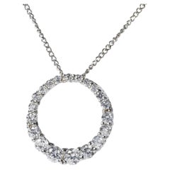 18k Weißgold 0,66ct natürlichen Diamanten abgestuften Kreis Anhänger auf 9k Gold Kette