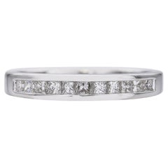Vintage 18k White Gold 0.66tcw Princess Cut Diamond Band Ring