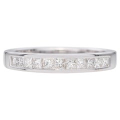 Bague en or blanc 18k 0.66tcw Princess Cut Diamond Band Ring