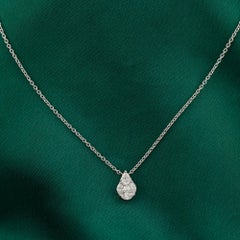 18K White Gold 0.68ct Natural Diamond Cluster Pendant Necklace, Anniversary Gift