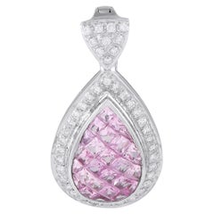 Ciondolo in oro bianco 18K con diamante e zaffiro da 0,71 carati