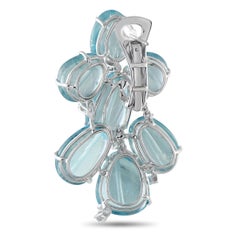 Boucles d'oreilles en or blanc 18K avec diamant et aigue-marine de 0,72ct MF15-012726