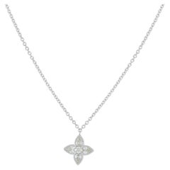 18K White Gold 0.73ct Diamond Quatrefoil Necklace  ANK-20702