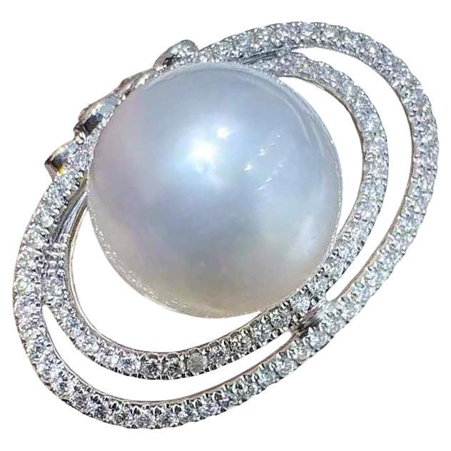 【Lustre Arc】Celestial Orbit Aurora South Sea Pearl Diamond Ring