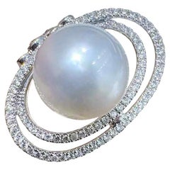Bague Celestial Orbit Aurora perle des mers du Sud diamantée