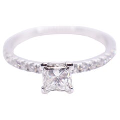 18K White Gold 0.74ct Princess Cut Diamond Engagement Ring 
