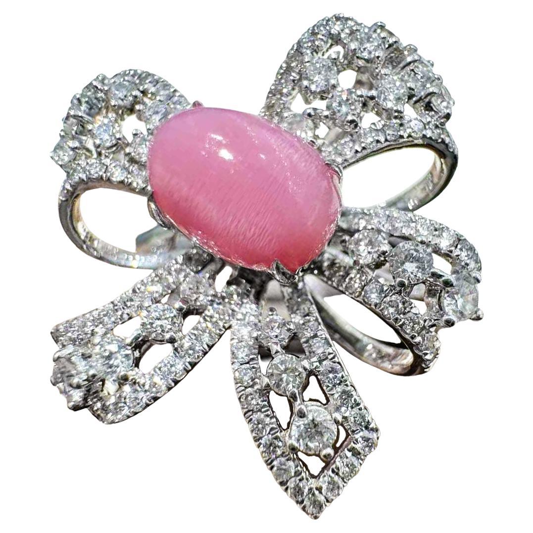 【Conchéa】Ballet Bow Conch Pearl & Diamond Ring — 1.74ct