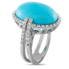 18K White Gold 0.75ct Diamond and Turquoise Ring MF14-020226