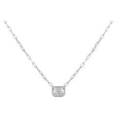 18K White Gold 0.75ct Emerald-Cut Diamond Solitaire Necklace ANK-20550