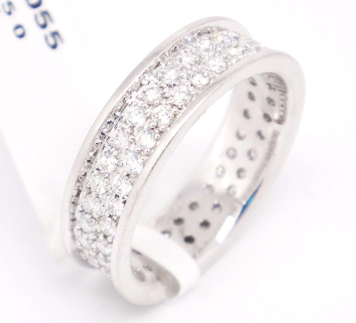 Round Cut 18 Karat White Gold 0.75 Carat Round Diamond Eternity Band Ring For Sale