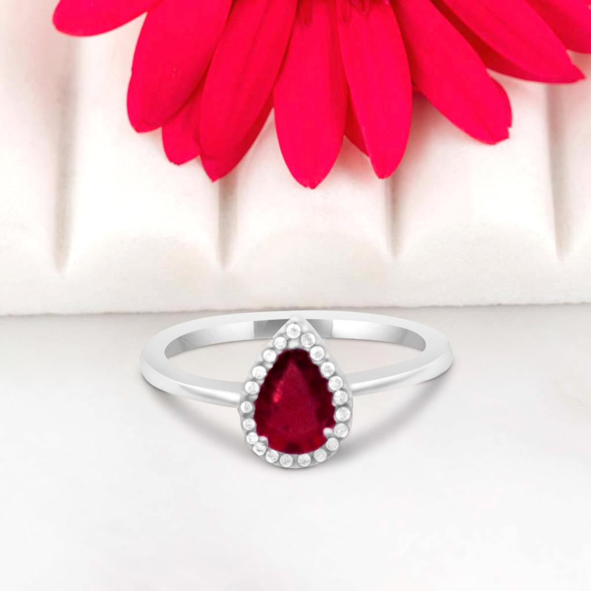 Modern 18K White Gold 0.75cts Ruby and Diamond Ring, Style# TS1059R For Sale
