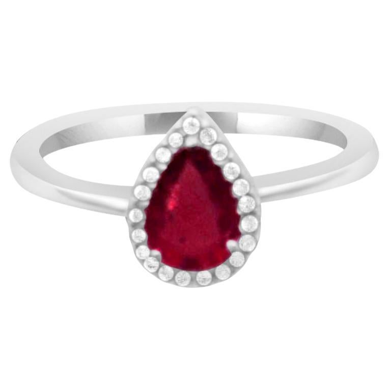 18K White Gold 0.75cts Ruby and Diamond Ring, Style# TS1059R For Sale