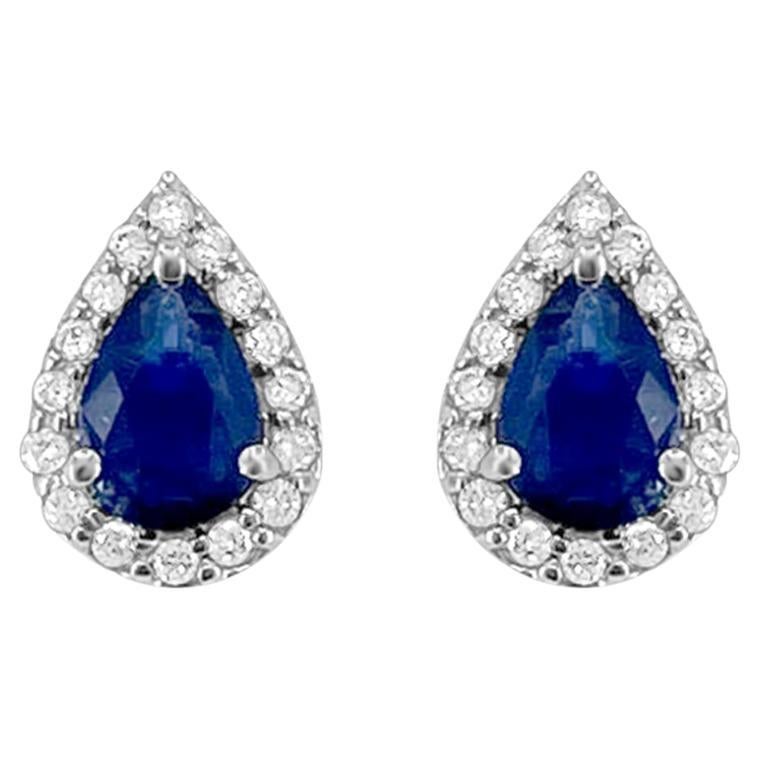 18K White Gold 0.75cts Sapphire and Diamond Earring, Style# TS1198E