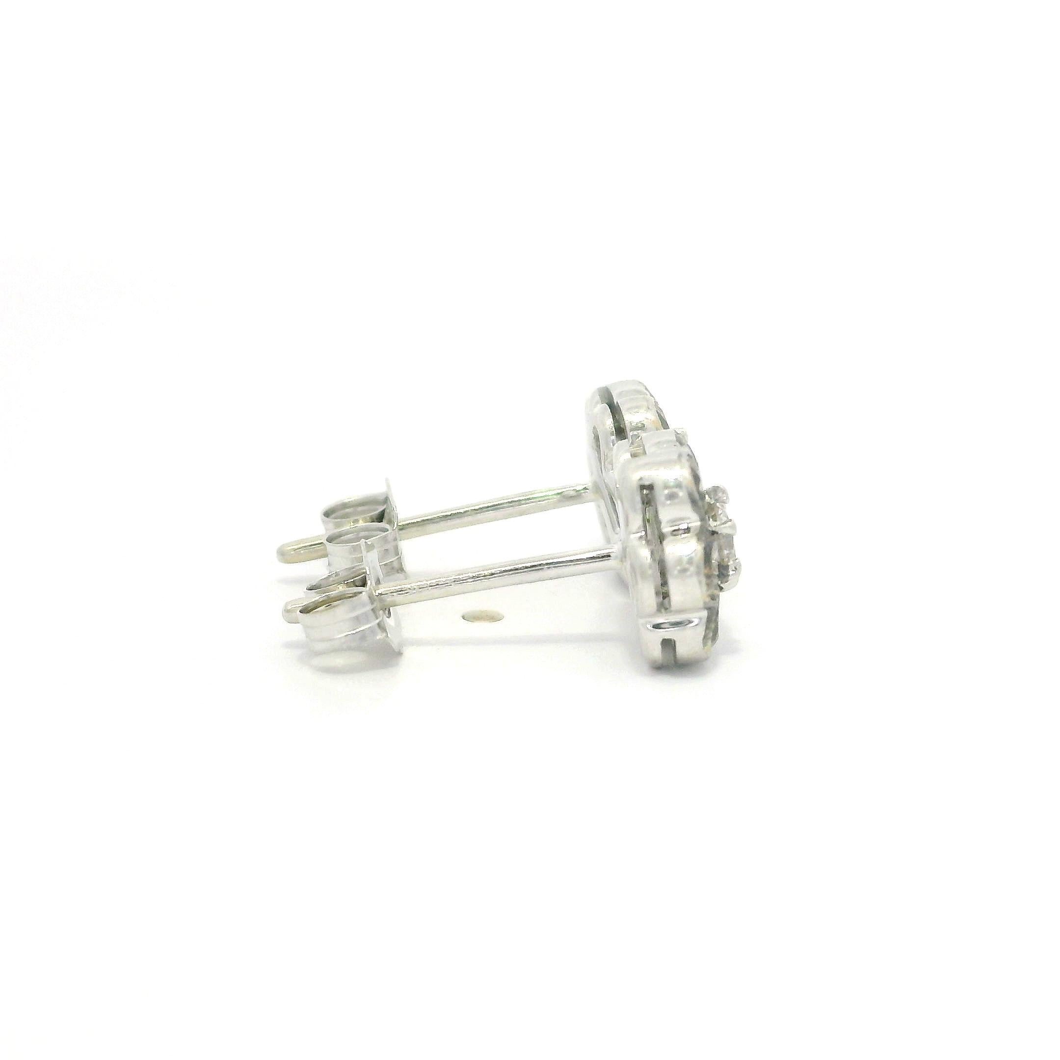 Orecchini a grappolo in oro bianco 18k con diamanti bianchi e marroni da 0,75 ct. in vendita 3