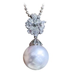 【Vine Symphony】Ice Bloom Aurora South Sea Pearl Diamond Pendant