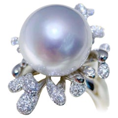 【Lustre Arc】Celestial Splash Aurora South Sea Pearl Diamond Cocktail Ring