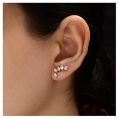 18k White Gold 0.79 Ct Marquise Diamond Stud Earrings – Perfect Gift for Her