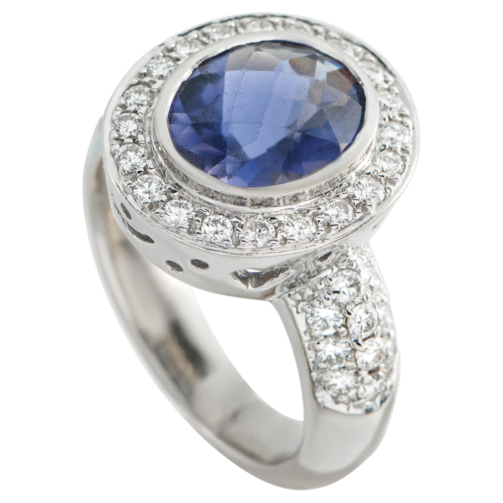 18K White Gold 0.80ct Diamond and Iolite Ring MF24-050426 For Sale