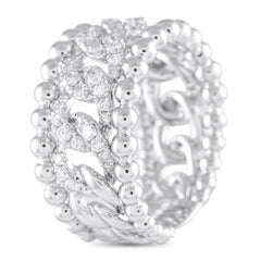 18K White Gold 0.80ct Diamond Beaded Openwork Ring